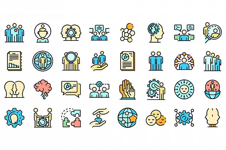 Sociology icons set vector flat example image 1