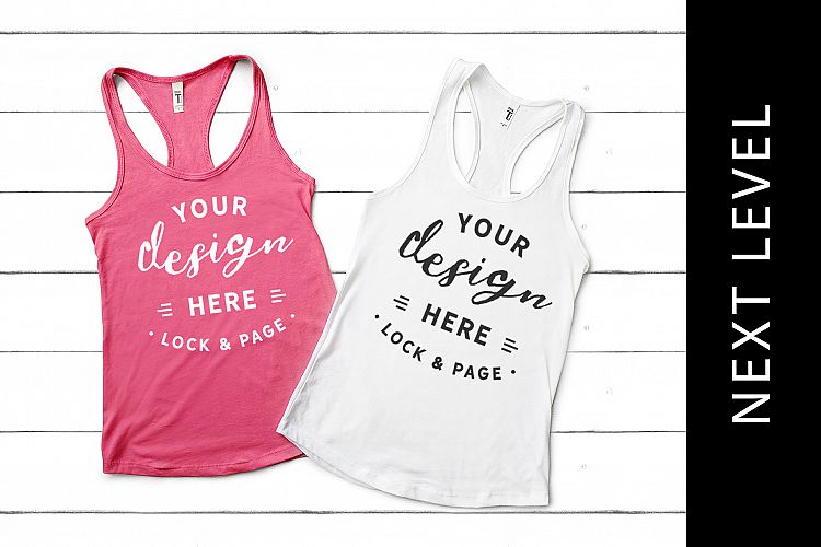 Hot Pink Next Level 1533 Vest Mockup White Wood Background