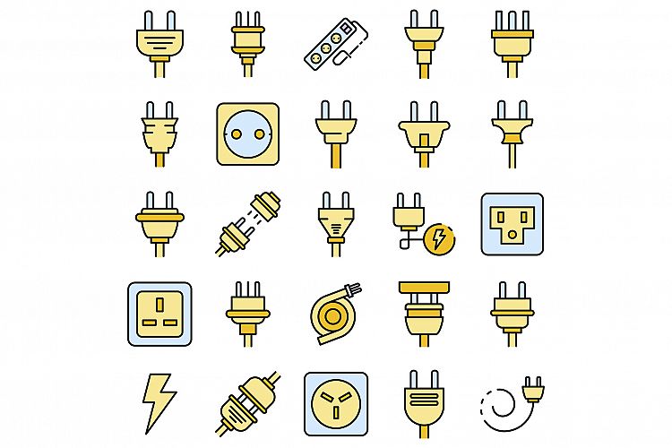 Plug wire icons vector flat example image 1