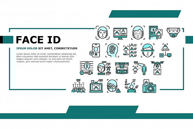 Face Id Technology Landing Header Vector example image 1