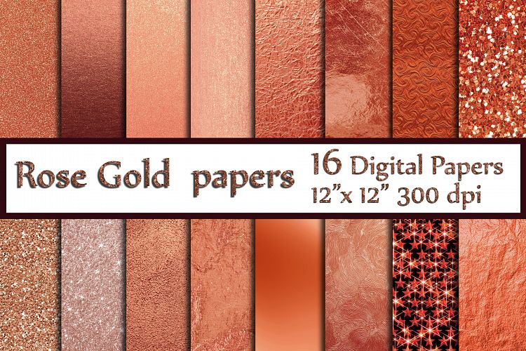 Rose Gold foil Glitter papers