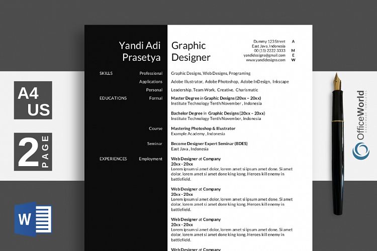 Black White Elegant Resume / CV 