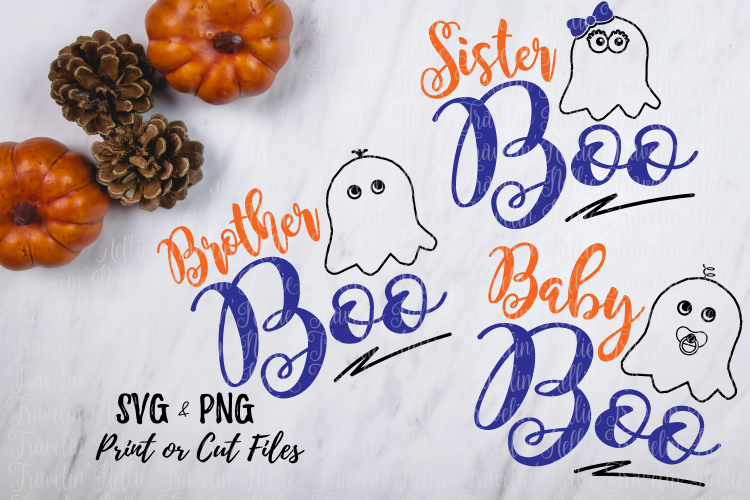 Baby Boo Sister Boo Brother Boo SVG Halloween Bundle Ghost