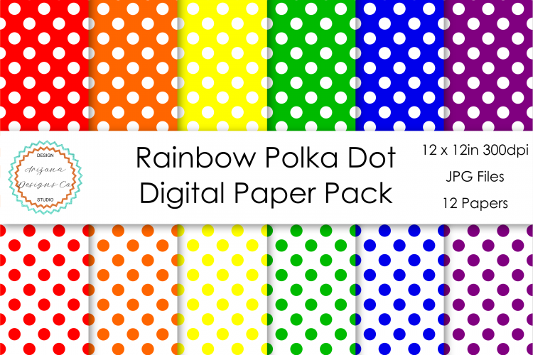 Rainbow Polka Dot Digital Paper Pack