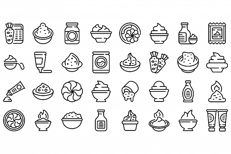 Wasabi icons set, outline style example image 1