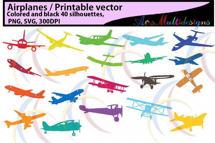Airplane / aeroplane / printable aeroplane / SVG FILES /silhouette / vector / black & color / airplane silhouette / aeroplane silhouette