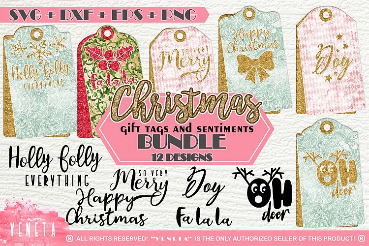 Christmas | Gift tags and sentiments | BUNDLE - 12 Designs
