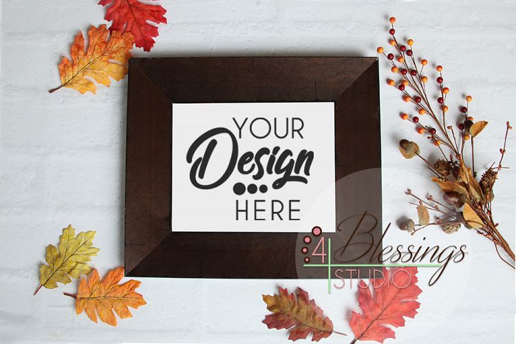 Fall Dark Brown Frame Mock up Empty Frame PNG Mockup 8x10