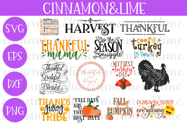 Thanksgiving Fall Bundle of 14 SVG Cut Files