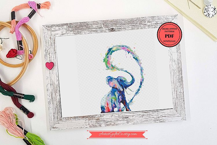 Elephants Cross Stitch pattern PDF, Embroidery pattern