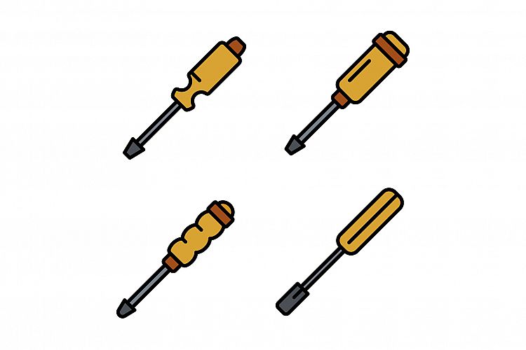 Screwdriver icons vector flat example image 1