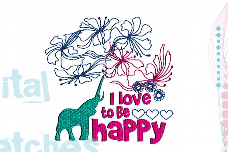 Saying I Love To Be Happy Machine Embroidery Design 2 Sizes