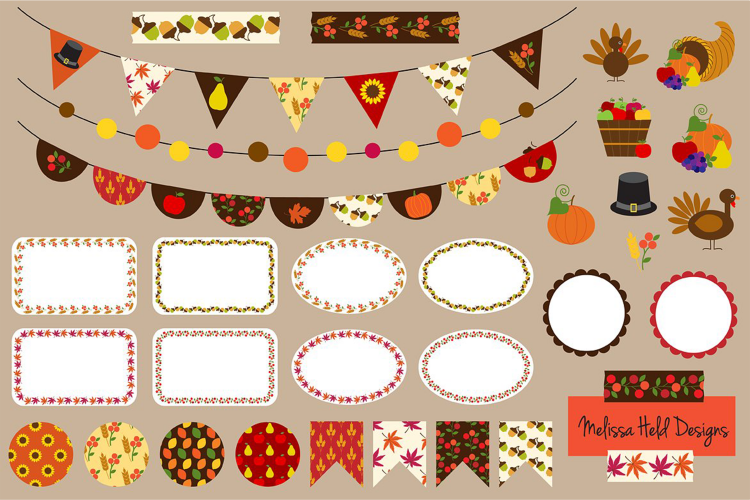 Thanksgiving Bunting   Label Clipart