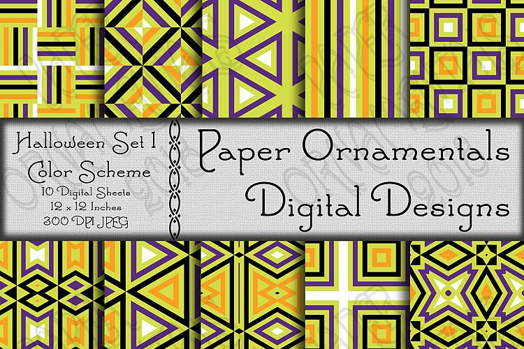 Halloween Geometric Patterns Set 1 Digital Paper