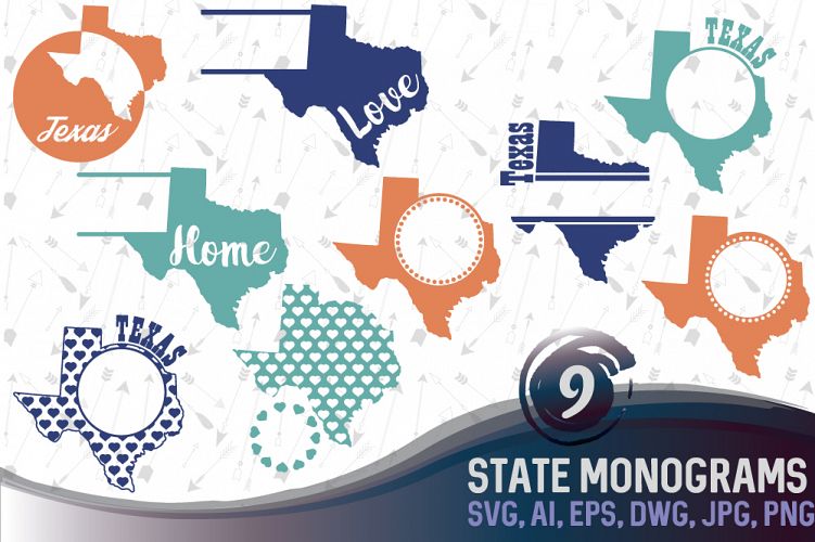 Texas Monograms SVG, JPG, PNG, DWG, CDR, EPS, AI