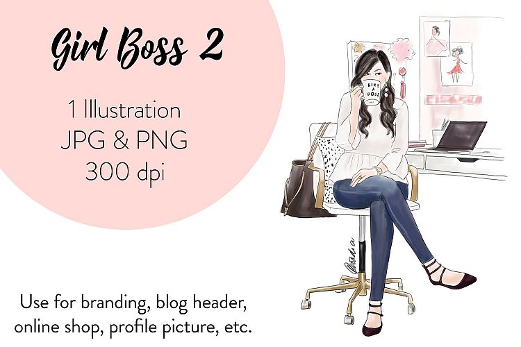 Fashion illustration clipart - Girl Boss 2