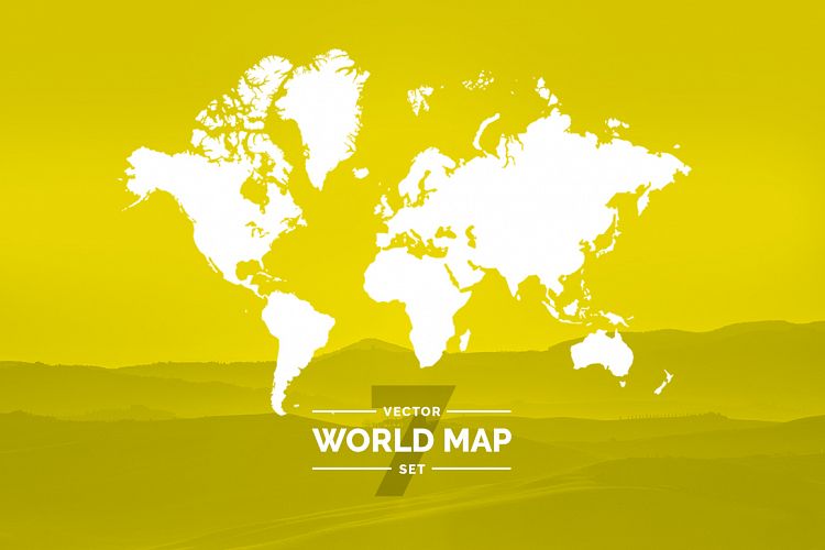 Set world maps. Dotted & silhouette