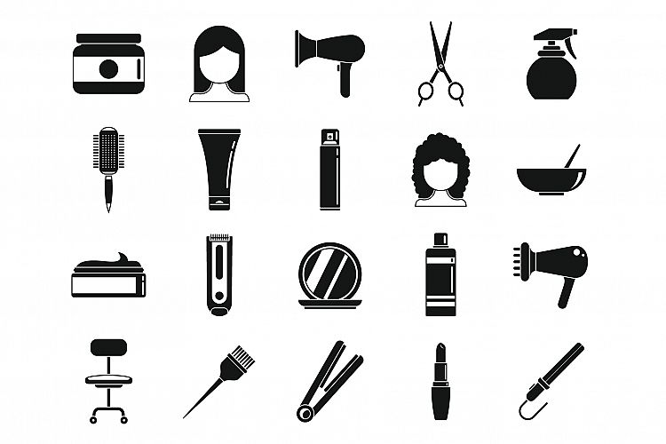 Beauty stylist icons set, simple style example image 1