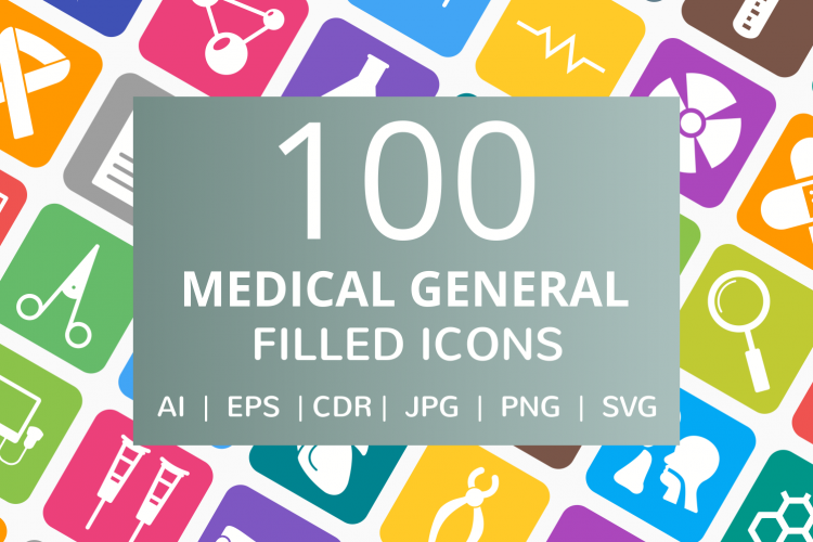 100 Medical General Filled Round Corner Icons