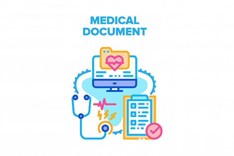 Medical Document Vector Concept Color Illustration example image 1