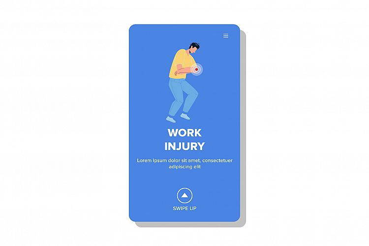 Work Injury Getting Young Man Employee Vector example image 1