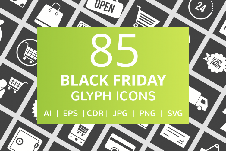 85 Black Friday Glyph Inverted Icons