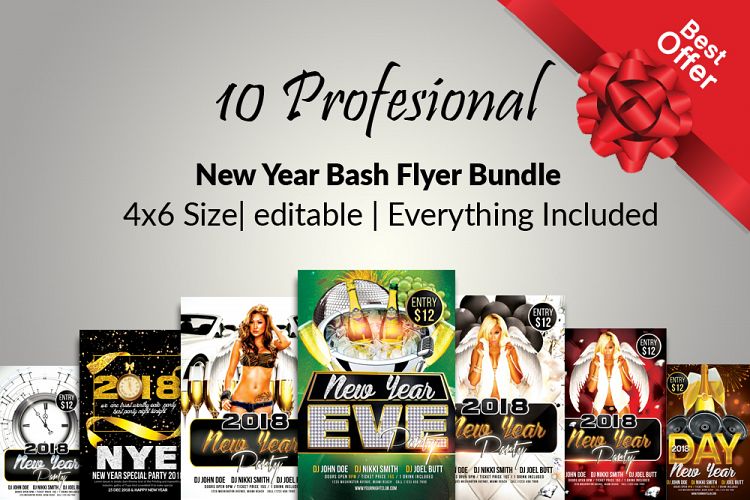 10 New Year Party Flyers Bundle