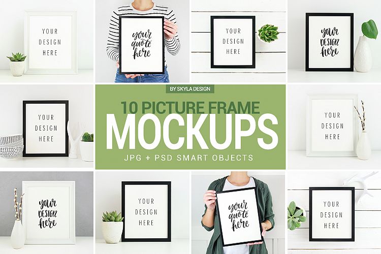 10 Poster & Picture frame mockups, White & Black frames