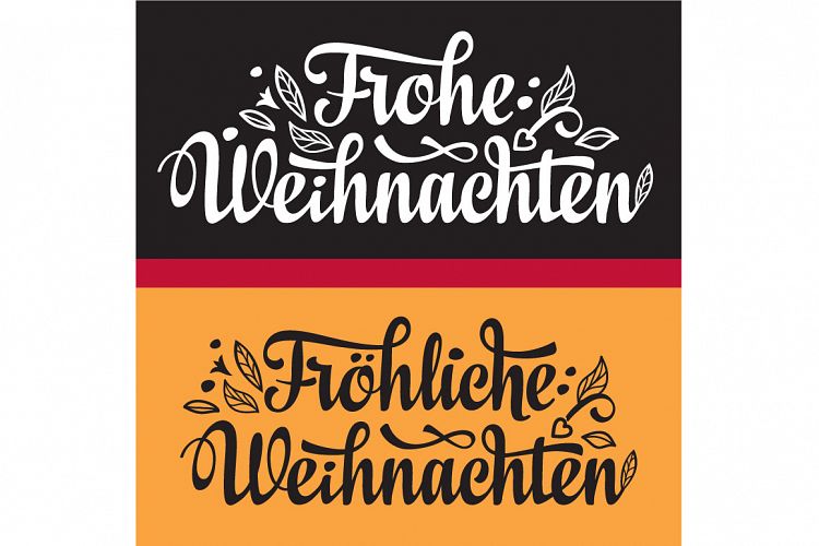 Frohe Weihnacht. Congratulations in German language. Christmas in Belgium, Austria, Liechtenstein, Switzerland. Happy Christmas in Deutschland.