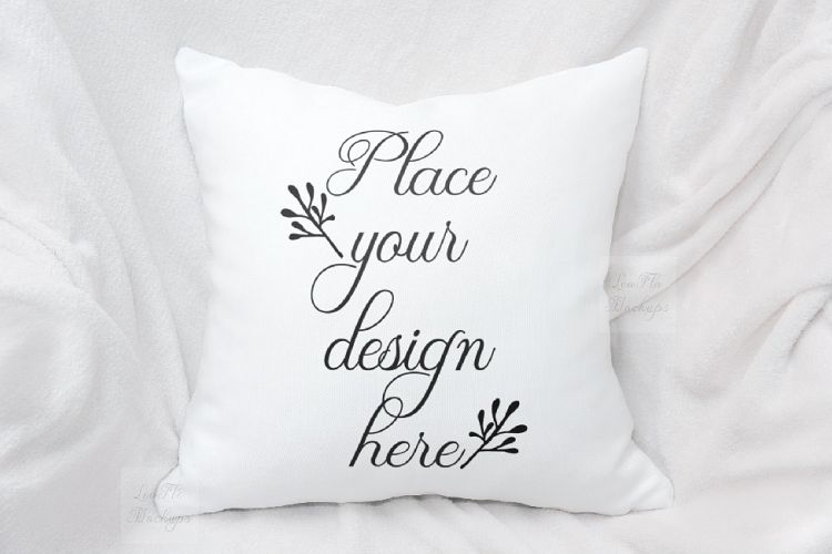 White pillow mockup cushion template autumn winter mock up