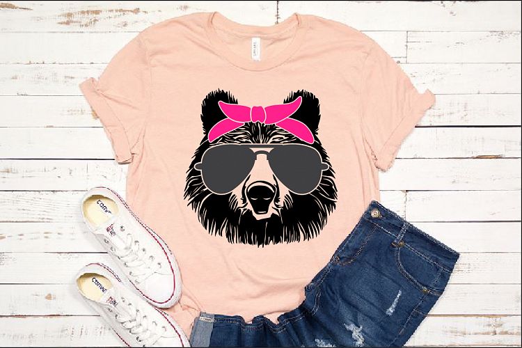 Bear Head whit Pink Bandana SVG football 1014S