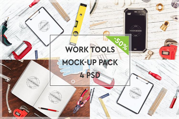 Work Tools Mock-up Pack #2 (55856) | Mock Ups | Design Bundles
