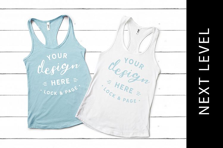 Blue Cancun Next Level 1533 Tank Mockup Vest Flat Lay