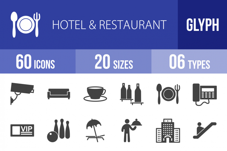 60 Hotel & Restaurant Glyph Icons