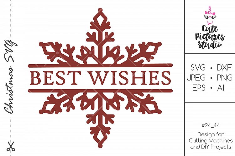 Download Christmas split monogram frame with snowflakes SVG PNG