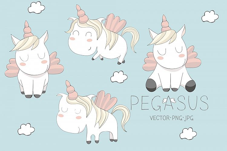 Download Free Illustrations Download Cute Pegasus Illustrations Set Free Design Resources