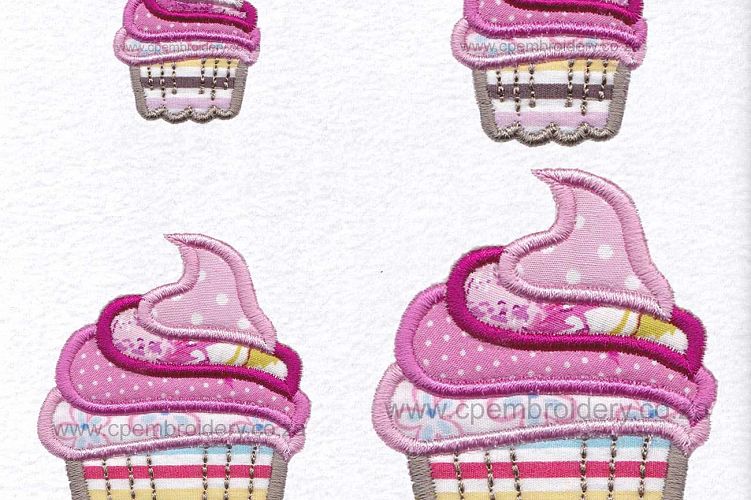 Layerd Swirl Cupcake Applique Embroidery Design