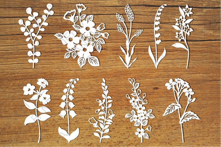 Wildflowers (set 2) SVG files for Silhouette Cameo and Cricut. Wildflowers (set 2) clipart PNG transparent included.