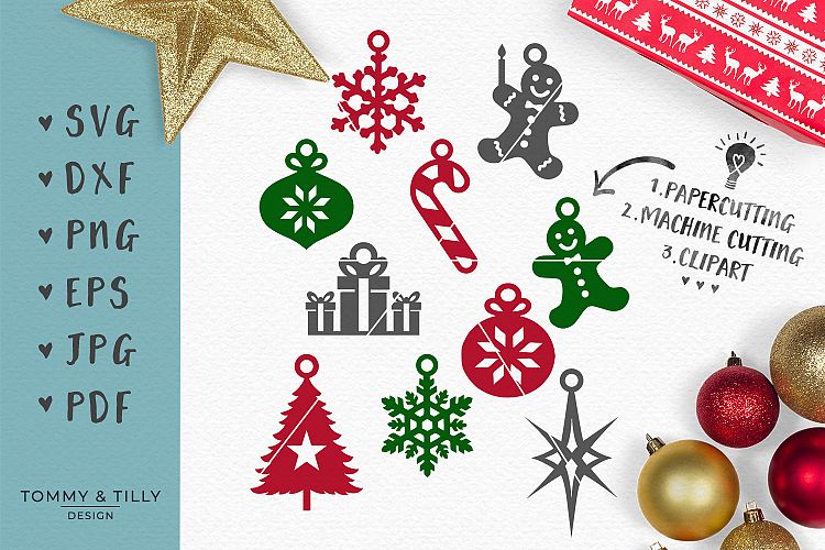 Christmas Hanging Decorations - SVG EPS DXF PNG PDF JPG 