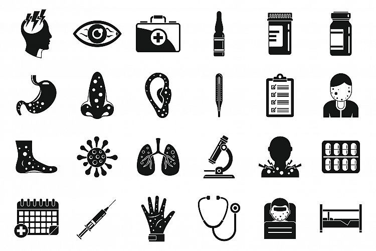 Measles ill icons set, simple style example image 1