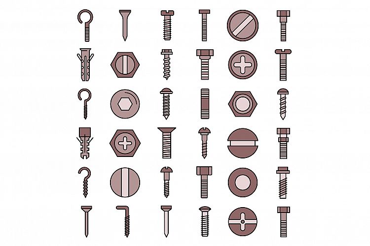 Screw-bolt icons vector flat example image 1