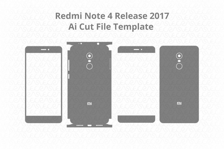 Xiaomi Redmi Note 4 Vinyl Skin Vector Cut File Template 2017