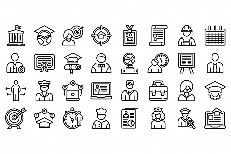 Job students icons set, outline style example image 1