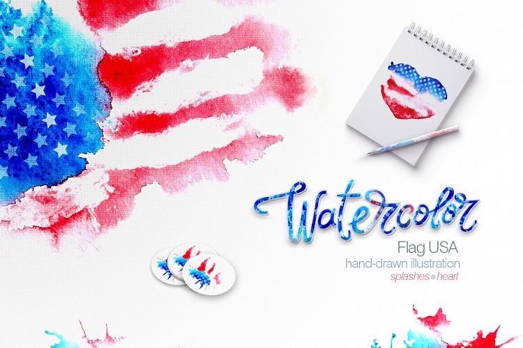 Watercolor USA flag/American flag