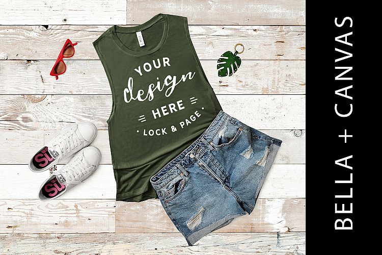 Military Green Bella Canvas 8803 Womens Tank Top Mockup