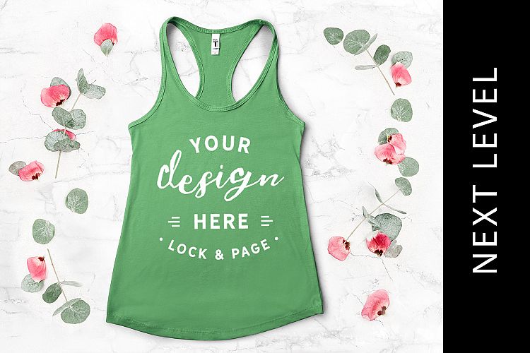 Kelly Green Tank Top Mockup Next Level 1533 Vest Flat Lay
