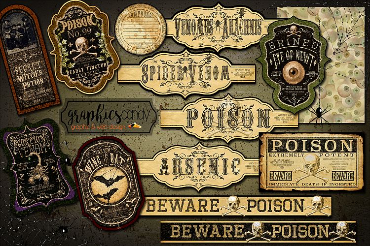 Halloween Apothecary Labels - Halloween Stickers - Halloween