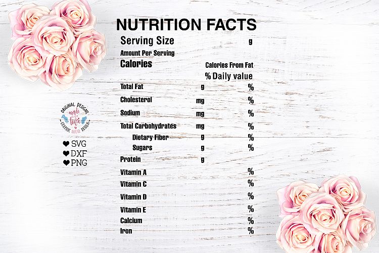 Download Nutrition Facts Template Cut File