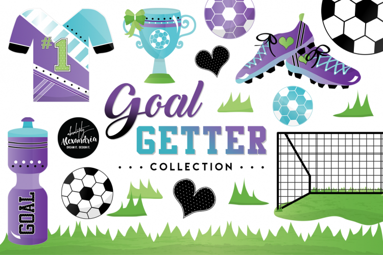 Goal Getter Clipart Graphics & Digital Paper Patterns Bundle