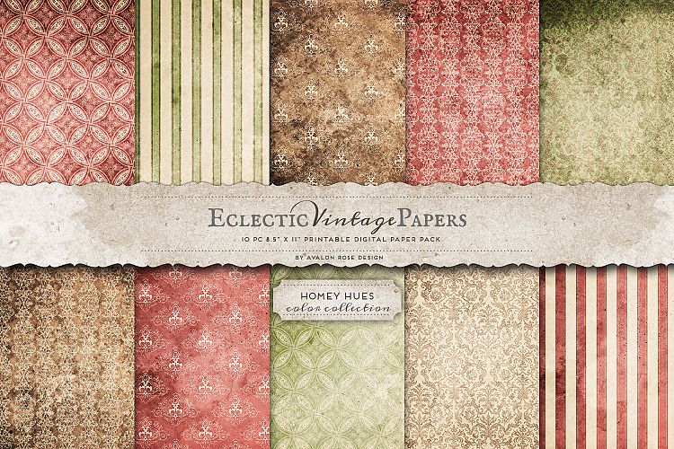 Vintage Printable Papers - Homey Hues example image 1
